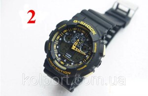 Годинники Casio G-Shock GA100, чорні з жовтим, наручний годинник, чоловічий годинник, електронні, спортивно-туристичні годинники