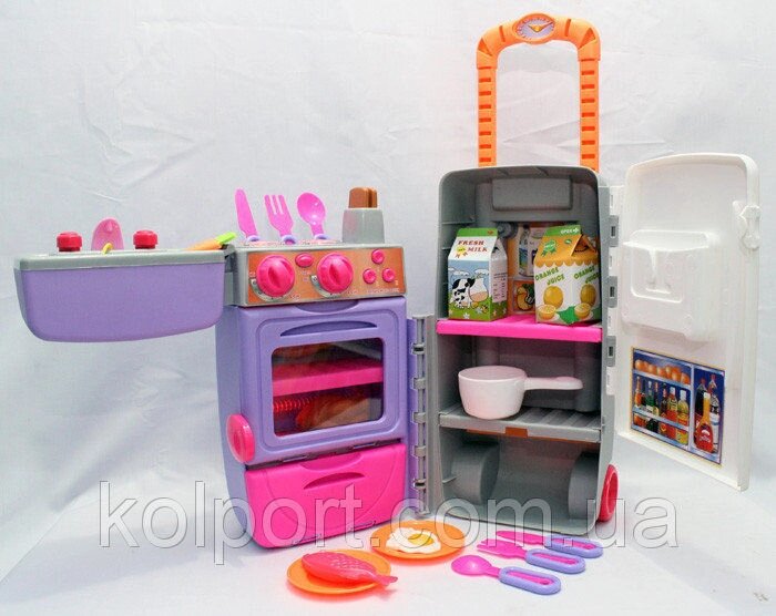 Дитяча ігрова кухня "Холодильник - чемодан" 9911 (мийка, духовка) від компанії Інтернет-магазин "Tovar-plus. Com. Ua" - фото 1