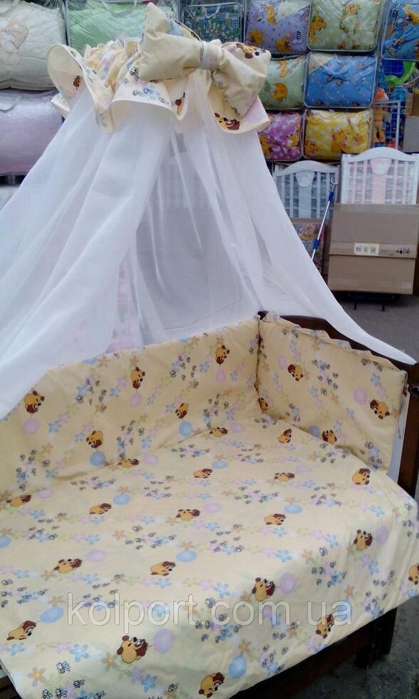 Дитячий комплект в ліжечко для новонароджених "Вінні Пух" бежевий від компанії Інтернет-магазин "Tovar-plus. Com. Ua" - фото 1