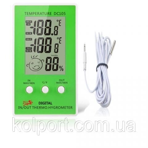 Гігрометр - термометр смайлик з виносним датчиком від компанії Інтернет-магазин "Tovar-plus. Com. Ua" - фото 1
