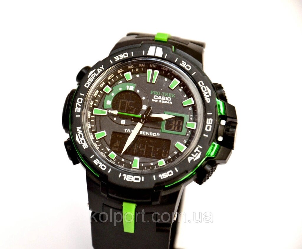 Годинники наручні PRW6000 чорні з зеленим від компанії Інтернет-магазин "Tovar-plus. Com. Ua" - фото 1