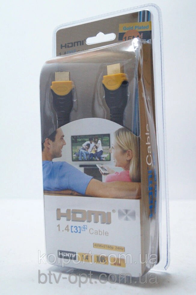 HDMI кабель 5м для ТВ та відео електроніки з золотим напиленням, кабель для ТВ, HDMI кабель від компанії Інтернет-магазин "Tovar-plus. Com. Ua" - фото 1