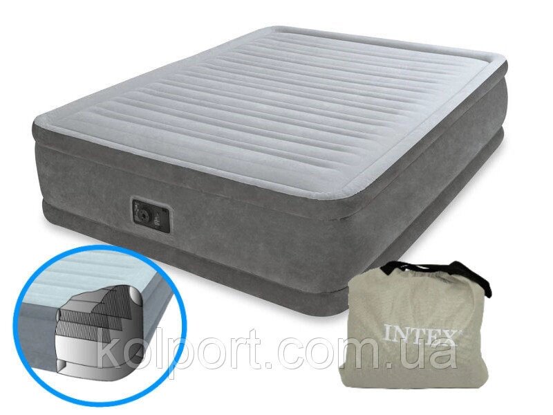 Надувна двоспальне ліжко Intex 64414 з вбудованим електро насосом (152-203-46 СМ) від компанії Інтернет-магазин "Tovar-plus. Com. Ua" - фото 1