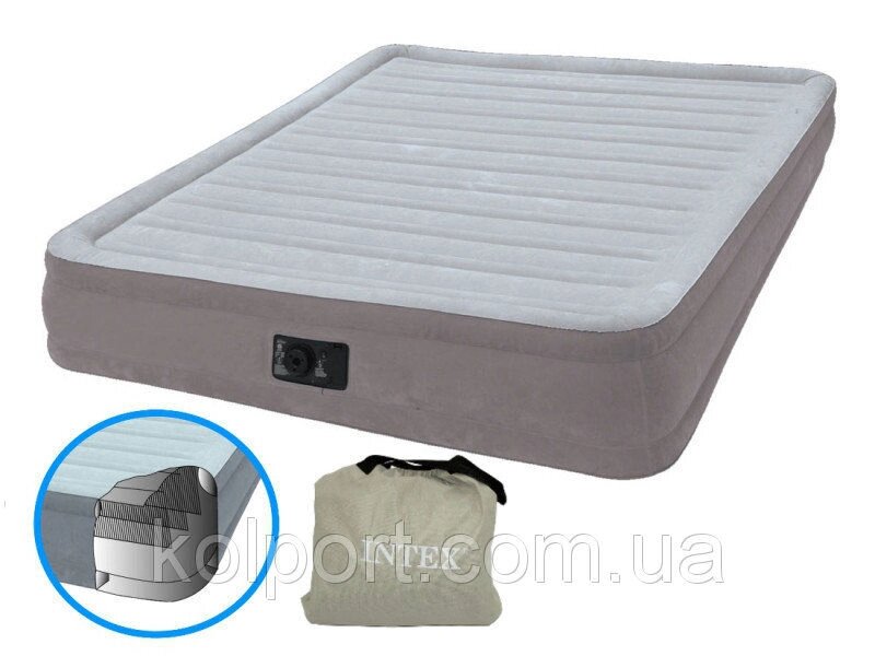 Надувна двоспальне ліжко Intex 67770 Comfort (152-203-33 см), вбудований електронасос від компанії Інтернет-магазин "Tovar-plus. Com. Ua" - фото 1