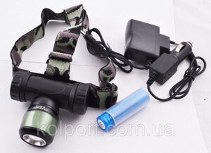 Налобний ультрафіолетовий ліхтарик Police BL-6953 акумуляторний, вологостійкий, оптичний зум, світлодіодний