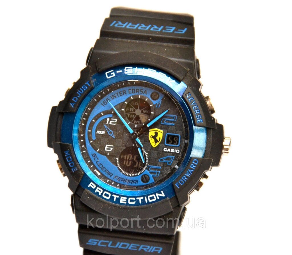 Наручний годинник Ferrari Inter Corsa чорні з синім від компанії Інтернет-магазин "Tovar-plus. Com. Ua" - фото 1