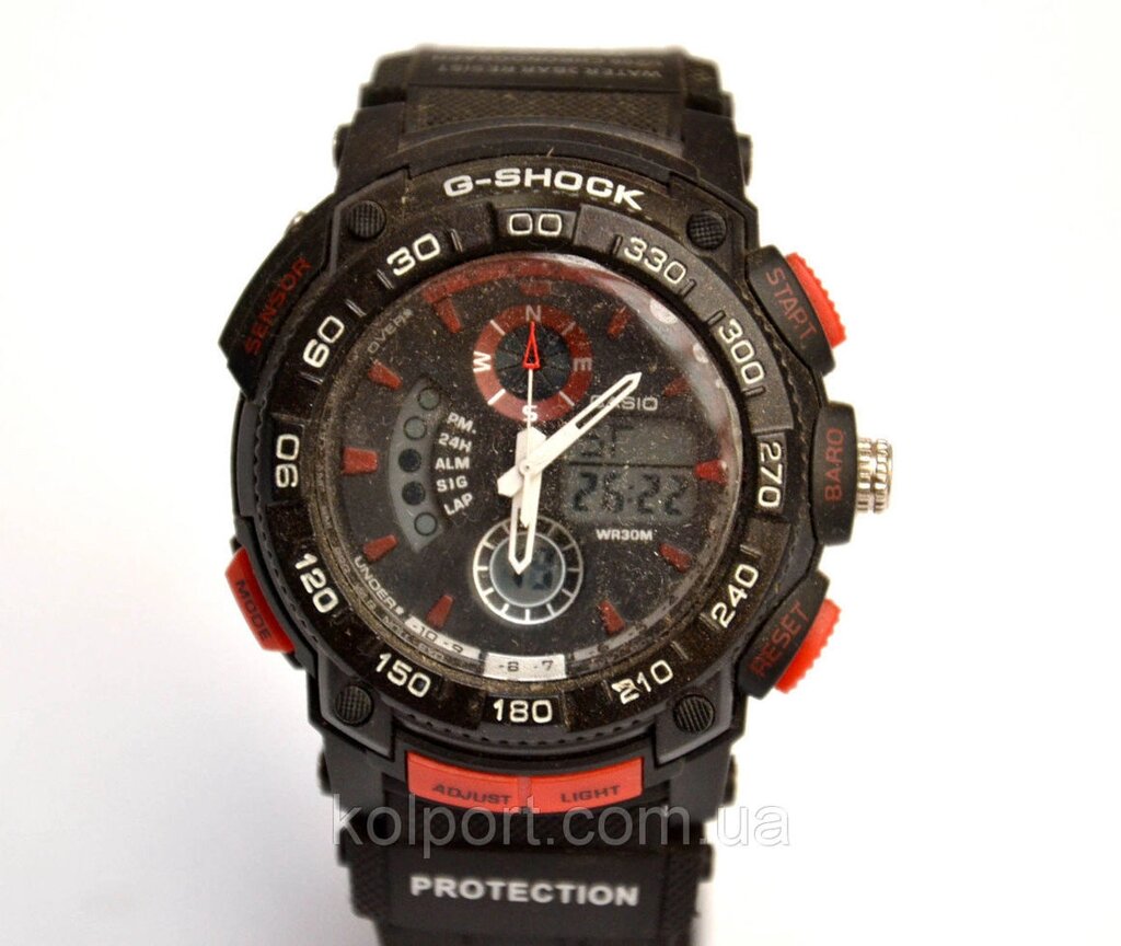 Наручний годинник Protection чорні з червоним від компанії Інтернет-магазин "Tovar-plus. Com. Ua" - фото 1