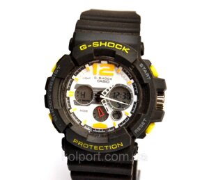 Наручний годинник Protection чорні з жовтим і білим