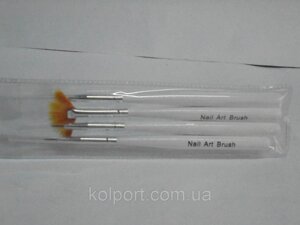 Пензлика для макіяжу YRE Nail Art Brush (4 шт, плоскі, прозорі), набір кистей