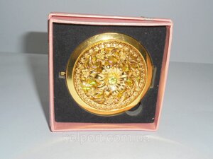 Дзеркальце в подарунковій упаковці, золото №7185, кишенькове, косметичне люстерко, подарунки для жінок