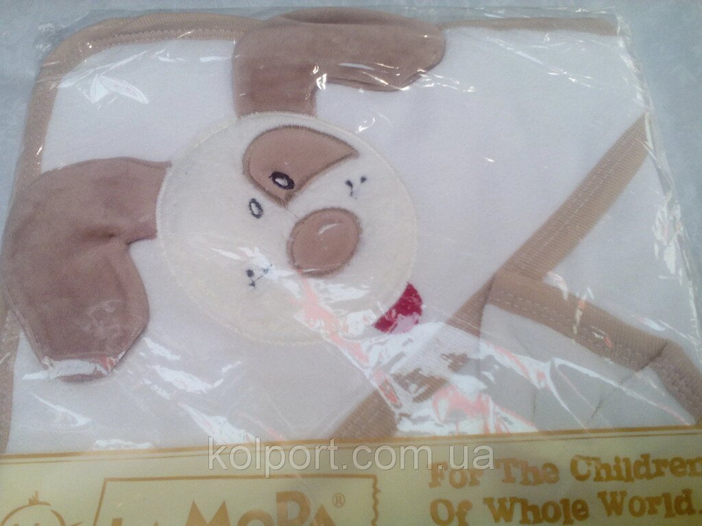 Рушник з капюшоном Собачка для купання новонароджених від компанії Інтернет-магазин "Tovar-plus. Com. Ua" - фото 1
