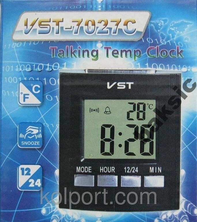 Ті, що говорять настільний годинник VST-7027C, з термометром від компанії Інтернет-магазин "Tovar-plus. Com. Ua" - фото 1
