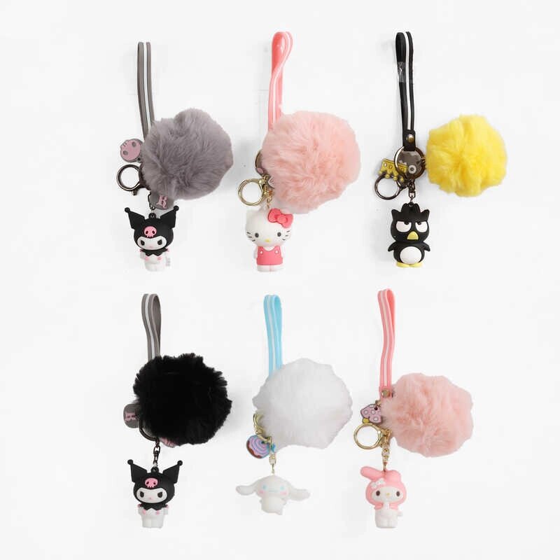 Брелок C 70834 ЦІНА ЗА 12 ШТУК В УПАКОВЦІ, герой, середня висота - 5 см, металева фурнітура, ремінець, хутряна кулька, від компанії CD-Market - фото 1