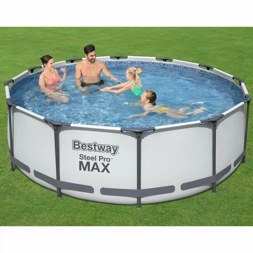 Каркасний басейн Bestway 56418 (100*366 см., об'єм: 9150 л., картриджний фільтр-насос 2006 л/год, драбина, серія: Steel від компанії CD-Market - фото 1