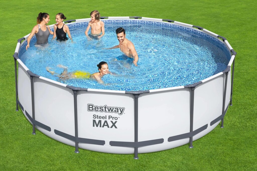Каркасний басейн Bestway 56438 (122*457 см., об'єм: 16015 л., картриджний фільтр-насос 3028 л/год, драбина, тент, від компанії CD-Market - фото 1