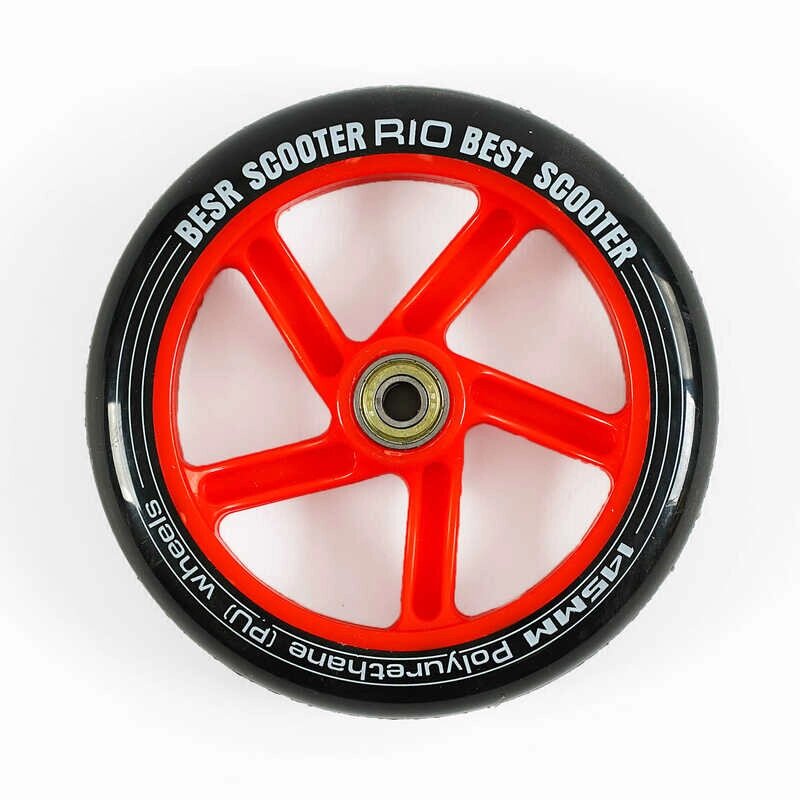 Колесо для самоката WH-4055/145 ЦІНА ЗА 2 ШТУКИ В УПАКОВЦІ, матеріал PU, діаметр 145мм, колір ЧЕРВОНИЙ, з підшипниками, від компанії CD-Market - фото 1