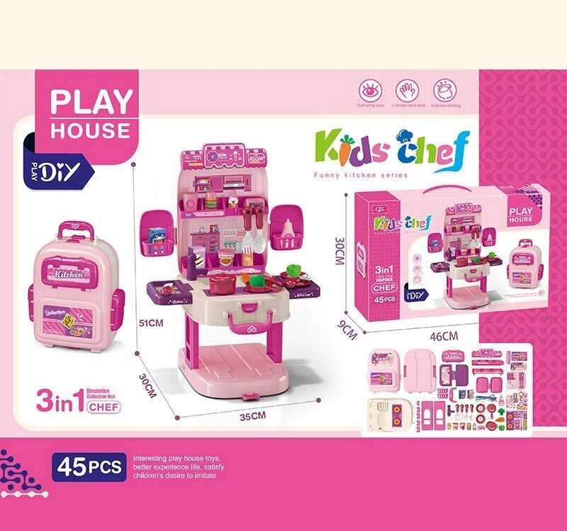 Кухня T 2157 D 45 предметів, каструлі, сковорідки, продукти, столові прибори, кухонні аксесуари, в коробці [Склад від компанії CD-Market - фото 1