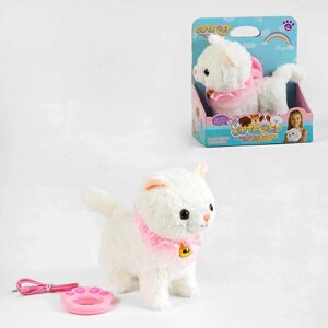 Тварина на батарейках 933-29 E “Кошеня”, ходить, нявкає, виляє хвостом, повідець-пульт керування, в коробці [Склад