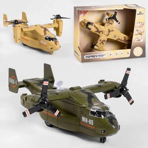 Літак WY 491 AB "Військовий", 2 кольори, інерція, 2 положення гвинтів, звуки роботи гвинтів, підсвічування носа і