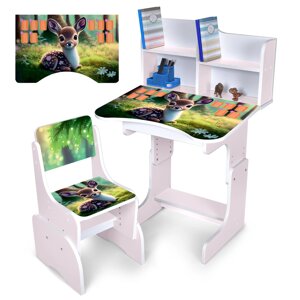 Дитяча парта-трансформер Bambi N 2071-3-7 (регульована висота, стільчик, надбудова для книг) [Склад зберігання: Одеса