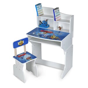 Парта шкільна Bambi M 904-7 «Brawl Stars» (55*65,5*111 см, стілець, поляця для книг, полиця під столом, підніжка)