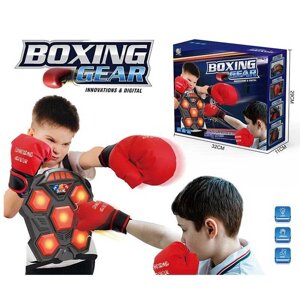 Електронний бокс B 4014 підсвічування, музичний супровід, звук удару, рукавички, на батарейках, в коробці [Склад