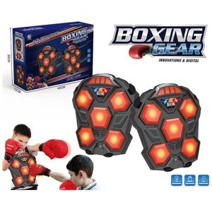 Електронний бокс B 4015 підсвічування, музичний супровід, звук удару, рукавички, на батарейках, в коробці [Склад