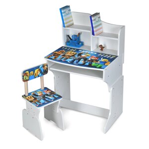 Парта шкільна Bambi M 904-6 «Roblox» (55*65,5*111 см, стілець, поляця для книг, полиця під столом, підніжка) [Склад