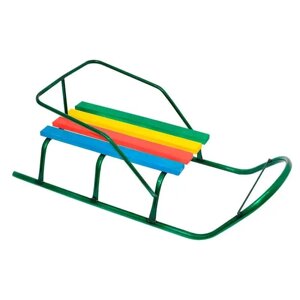 Санки дитячі X-Toys «Класік» (круглі полози, зі спинкою, без ручки, з мотузкою, сталеві, зелені, до 60 кг.) [Склад