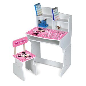 Парта шкільна Bambi M 904-1 «Мінні Маус» (55*65,5*111 см, стілець, поляця для книг, полиця під столом, підніжка) [Склад