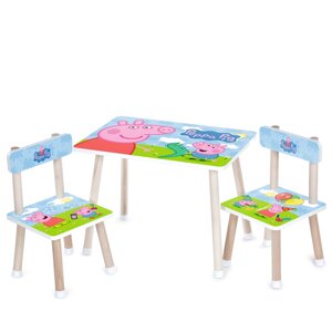 Дитячий столик Bambi M 501-15 «Свинка Пеппа» (з двома стільчиками, ДСП, стіл: 40*60 см, 44,5 см, сидіння: 28,5*28,5 см,