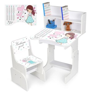 Дитяча парта-трансформер Bambi N 2071-8-1 (регульована висота, стільчик, надбудова для книг) [Склад зберігання: Одеса