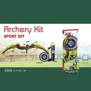 Лук 988-670 3 стріли на присосках, підсвічування, на батарейках, довжина лука 62 см, футляр для стріл, мішень, в