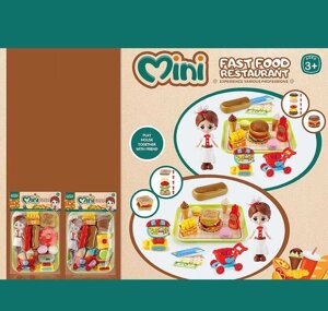 Набір продуктів 623-231 2 види, 12 елементів, ресторан швидкого харчування, ігрова фігурка, каса, візок, у пакеті