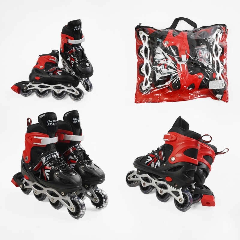 Ролики дитячі Best Roller 21895-S (розсувні, розмір 29-33, колеса: 4/Ø65 мм/PVC, в один ряд, гальмо: задніє, підсвітка, від компанії CD-Market - фото 1