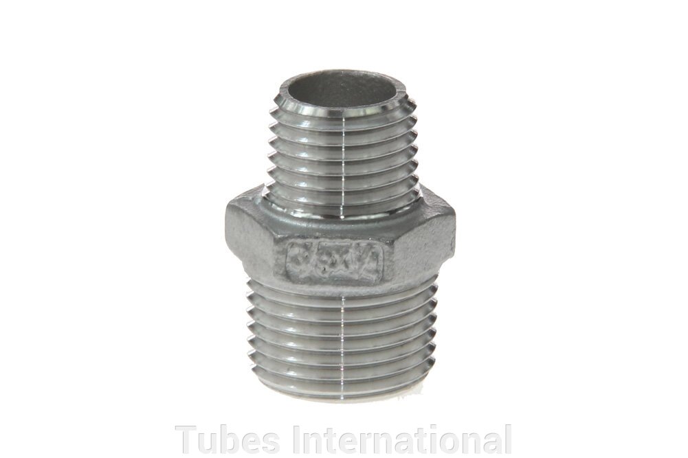 Ніпель редукційний зовн. різьба 1/4" BSPT / зовн. різьба 1/2" BSPT, AISI 316 від компанії Tubes International - фото 1