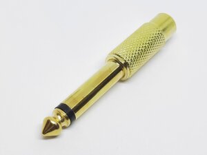 Перехідник Jack RCA гніздо в 6.3мм штекер металевий моно