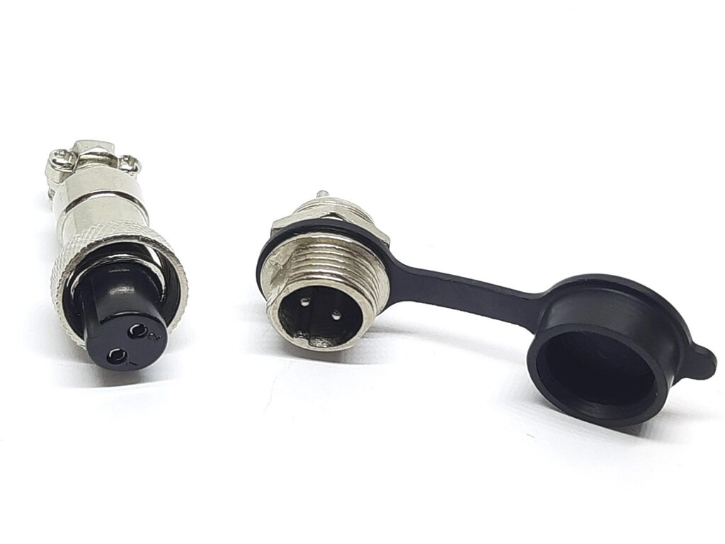 Роз'єм GX12 mini XLR M12, RS765 2 контактний (2pin) пара (Гніздо з вологозахисною заглушкою + штекер) від компанії Кладова Майстра на Закупка - фото 1
