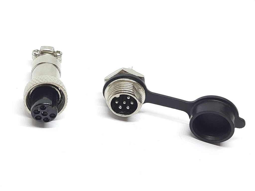 Роз'єм GX12 mini XLR M12, RS765 6 контактів (6 pin) пара (Гніздо з вологозахисною заглушкою + штекер) від компанії Кладова Майстра на Закупка - фото 1
