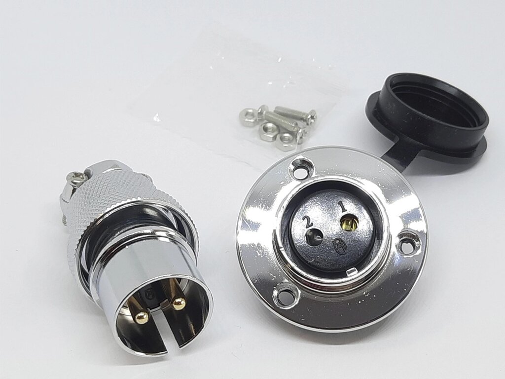 Роз'єм GX25F-2pin (DM25F-2AE) дзеркальний комплект (Штекер з фланцем + гніздо) від компанії Кладова Майстра на Закупка - фото 1