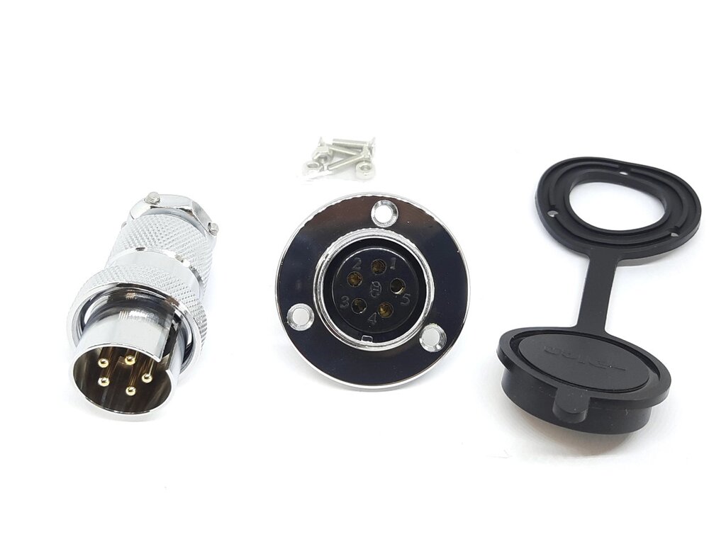 Роз'єм GX25F-5pin (DM25F-5AE) дзеркальний комплект (Штекер з фланцем + гніздо) від компанії Кладова Майстра на Закупка - фото 1