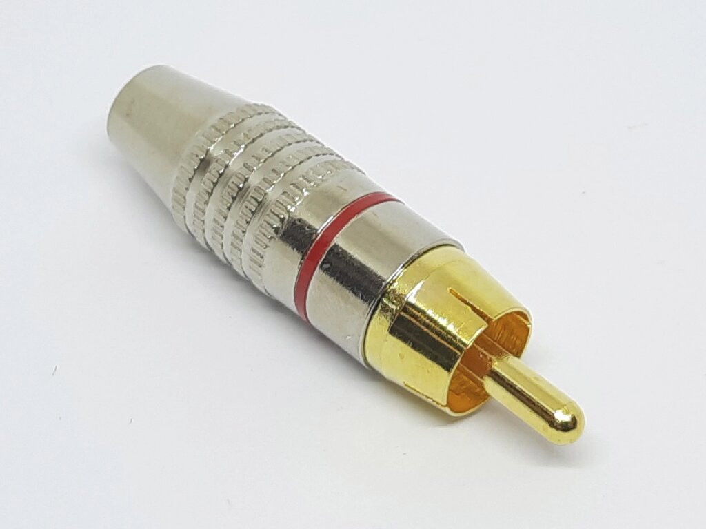 Роз'єм RCA (тюльпан) штекер з червоною смужкою цинк позолочений від компанії Кладова Майстра на Закупка - фото 1