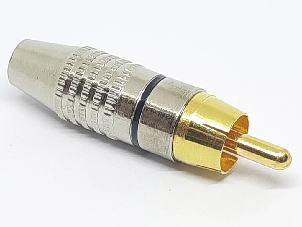 Роз'єм RCA (тюльпан) штекер з чорною смужкою цинк позолочений від компанії Кладова Майстра на Закупка - фото 1