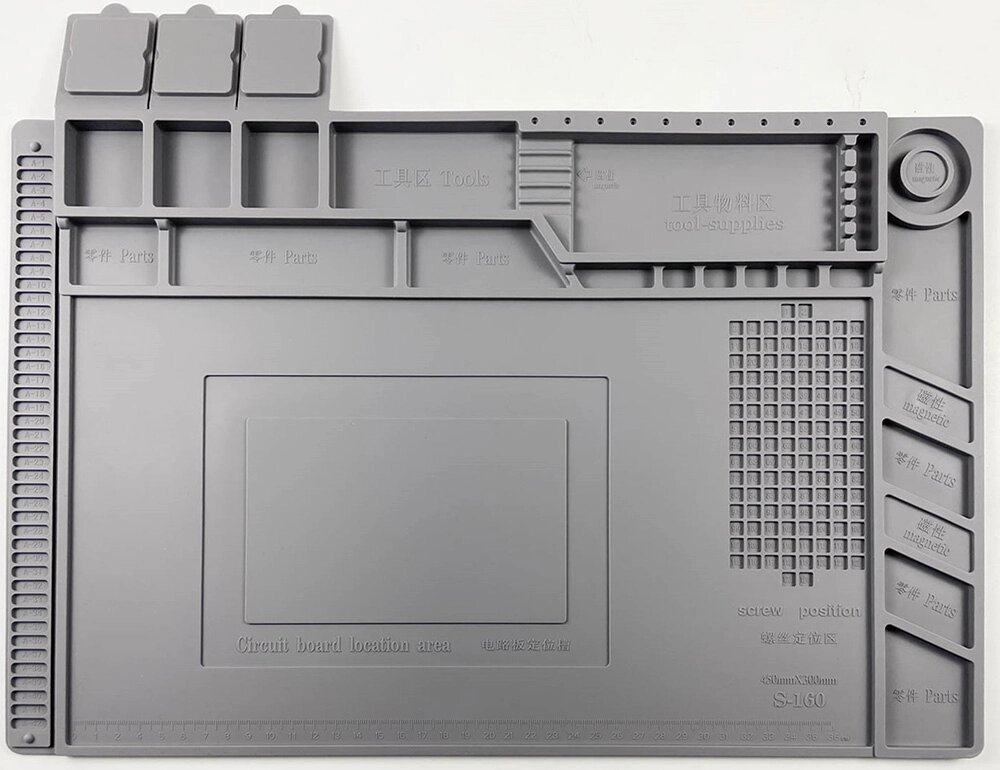 Антистатичний термостійкий килимок Kaisi S-160 для ремонту техніки / паяння 300x450 мм Grey від компанії Інтернет-магазин VNGSM - фото 1
