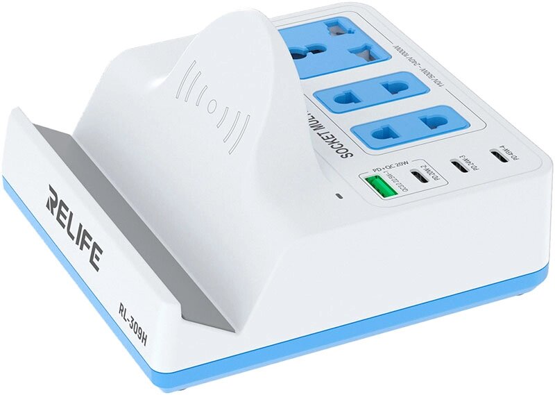 Бездротовий зарядний пристрій Relife RL-309H / 1XUSB QC / 3xType-C PD / подовжувач 220В / 72W Max від компанії Інтернет-магазин VNGSM - фото 1