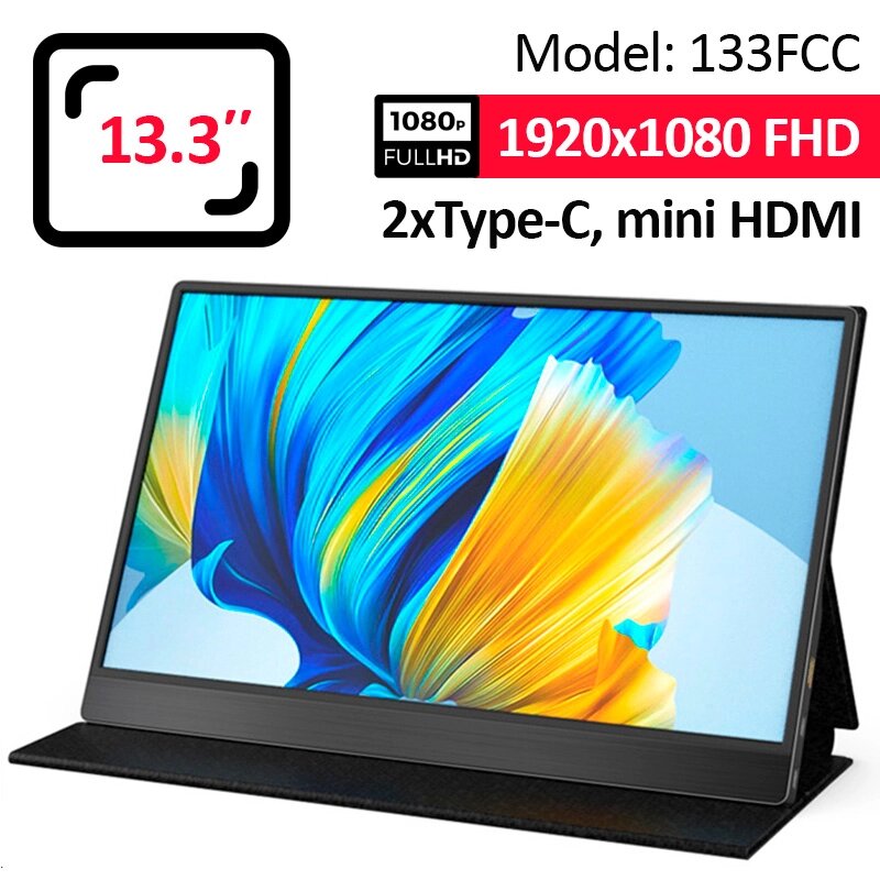 Монітор портативний 133FC / 13.3'' / IPS / 1920x1080 / Type-C / HDMI / jack 3.5 мм / другий екран від компанії Інтернет-магазин VNGSM - фото 1