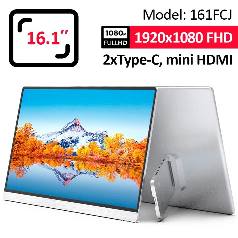 Монітор портативний 161FCJ / 16.1'' / IPS / 1920x1080 / Type-C / HDMI / jack 3.5 мм / другий екран від компанії Інтернет-магазин VNGSM - фото 1