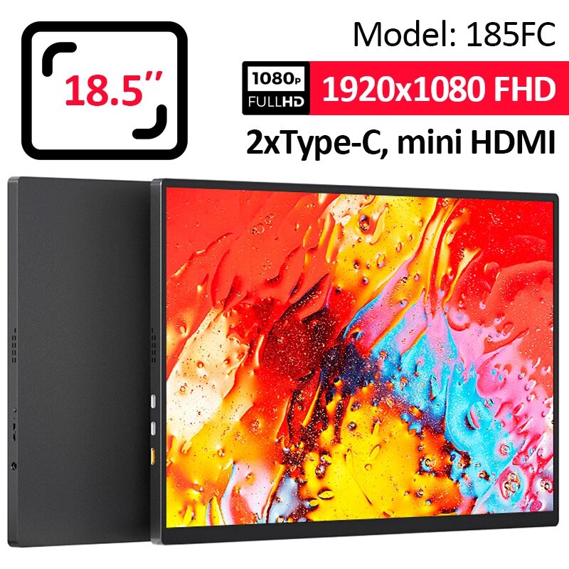 Монітор портативний 185FC / 18.5'' / IPS / 1920x1080 / Type-C / HDMI / jack 3.5 мм / другий екран від компанії Інтернет-магазин VNGSM - фото 1