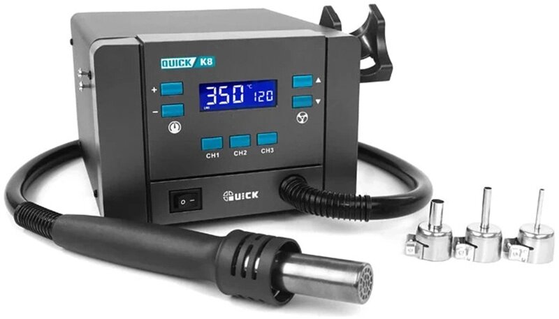 Термоповітряна паяльна станція QUICK K8 1000 Вт / 100-500°С / 50 л/хв від компанії Інтернет-магазин VNGSM - фото 1