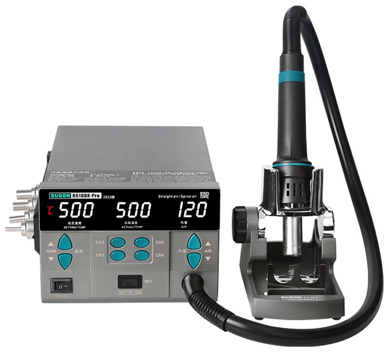Термоповітряна паяльна станція SUGON 8610DX Pro фен / 100-500 °С / 120 л/хв / 4 канали пам'яті / 1000 Вт від компанії Інтернет-магазин VNGSM - фото 1